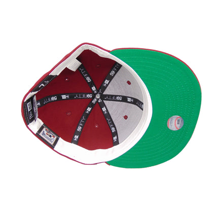 Philadelphia Phillies Cooperstown Game 59FIFTY New Era Cap Cardinal Undervisor View