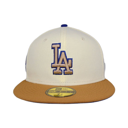 Los Angeles Dodgers Custom New Era 59FIFTY Cap Chrome Bronze chrome
peanut
blue Front View