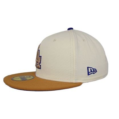 Los Angeles Dodgers Custom New Era 59FIFTY Cap Chrome Bronze chrome
peanut
blue Back View