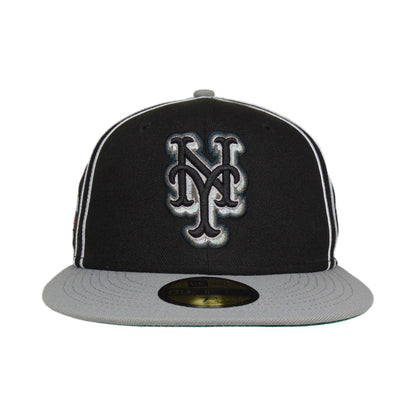 New York Mets Custom New Era 59FIFTY Cap Black Silver black 
grey Front View