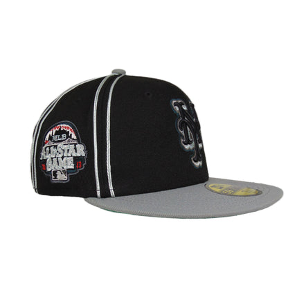New York Mets Custom New Era 59FIFTY Cap Black Silver black 
grey Side View