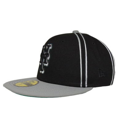 New York Mets Custom New Era 59FIFTY Cap Black Silver black 
grey Back View