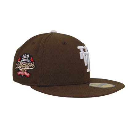 Los Angeles Dodgers 100th Anniversary Custom New Era 59FIFTY Cap Flip brown brown Side View