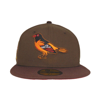 Baltimore Orioles Custom New Era 59FIFTY Cap Walnut brown
red Front View