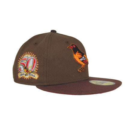 Baltimore Orioles Custom New Era 59FIFTY Cap Walnut brown
red Side View
