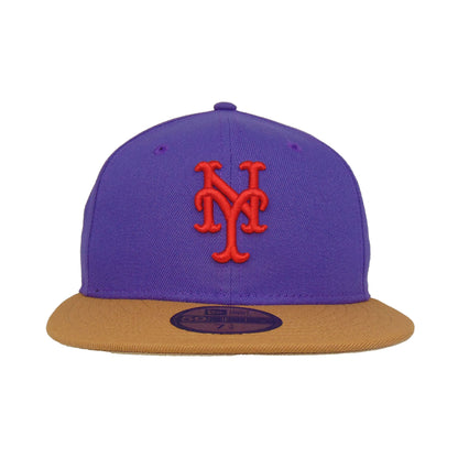 New York Mets Custom New Era 59FIFTY Cap Purple Bronze purple
tan Front View