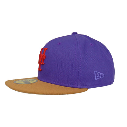 New York Mets Custom New Era 59FIFTY Cap Purple Bronze purple
tan Side View