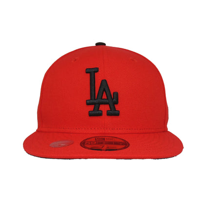 Los Angeles Dodgers Custom New Era 59FIFTY Cap Fire Red red
black  Front View