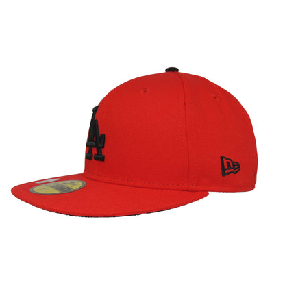 Los Angeles Dodgers Custom New Era 59FIFTY Cap Fire Red red
black  Side View