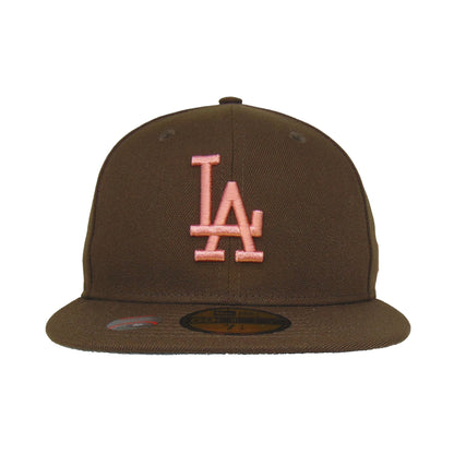 Los Angeles Dodgers Custom New Era 59FIFTY Cap Walnut brown Front View