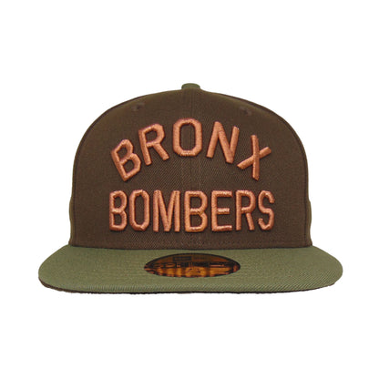 New York Yankees Custom New Era Cap Bronx Bombers B&B brown
olive Front View