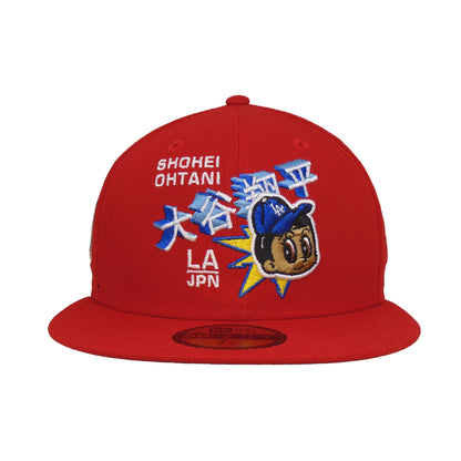 Los Angeles Dodgers custom 59FIFTY New Era Cap OTHANI red 60th Anni red Front View
