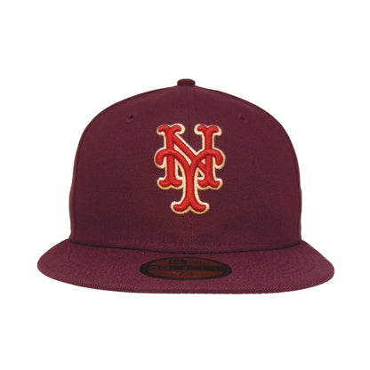 New York Mets New Era Custom 59FIFTY Cap maroon maroon Front View