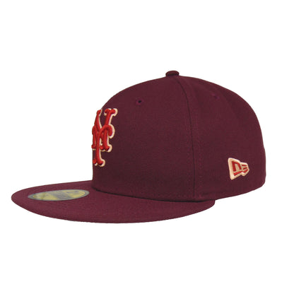 New York Mets New Era Custom 59FIFTY Cap maroon maroon Side View