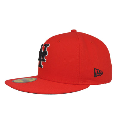 New York Mets Custom New Era 59FIFTY Cap red red Side View
