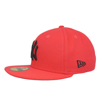 New York Yankees Custom New Era 59FIFTY Cap Lava red red Side View