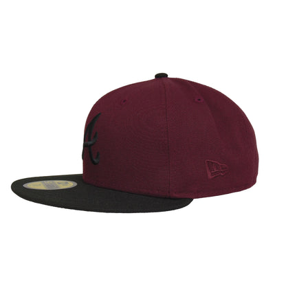 Atlanta Braves Custom New Era 59FIFTY Cap Maroon Black maroon Side View