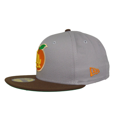 Los Angeles Dodgers Custom New Era 59FIFTY Cap Gray Brown grey
brown Side View