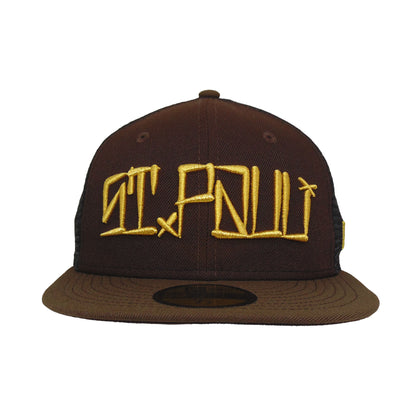 St. Pauli JF Exclusive 59FIFTY New Era Trucker Cap Cali Brown dark brown Front View