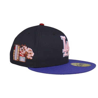 Los Angeles Dodgers Custom New Era 59FIFTY Cap Tokyo Series Navy light purple
blue Side View