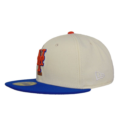 New York Mets Custom New Era 59FIFTY Cap Chrome Royal chrome
blue Side View