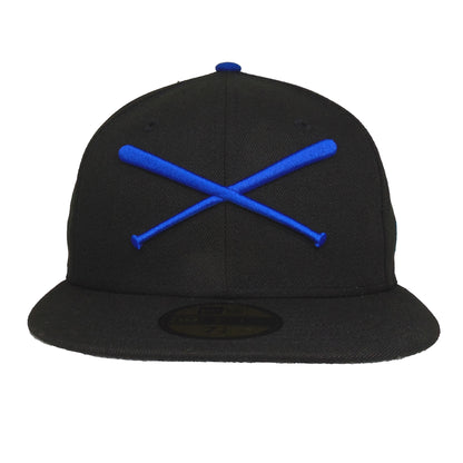 JustFitteds Crossed Bats Logo New Era 59FIFTY Cap Black Royal