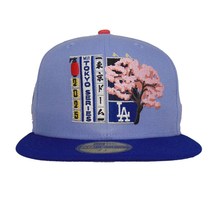 Los Angeles Dodgers Custom New Era 59FIFTY Cap Tokyo Series Lavender light purple
blue Front View