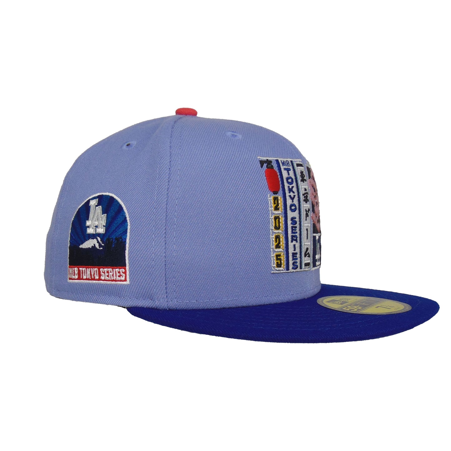 Los Angeles Dodgers Custom New Era 59FIFTY Cap Tokyo Series Lavender light purple
blue Side View