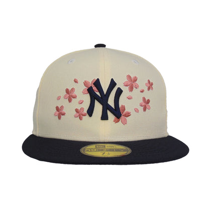 New York Yankees Custom 59FIFTY New Era Cap Chrome Sakura Floral chrome
navy Front View