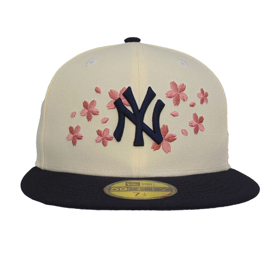 New York Yankees Custom 59FIFTY New Era Cap Chrome Sakura Floral