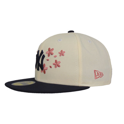 New York Yankees Custom 59FIFTY New Era Cap Chrome Sakura Floral chrome
navy Side View