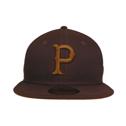 Pittsburgh Pirates Custom New Era 59FIFTY Cap Burnt Wood 1923 brown Front View