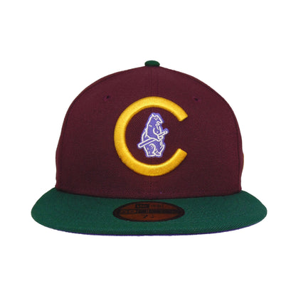 Chicago Cubs Custom New Era 59FIFTY Cap Maroon 1908 maroon
dark green
purple Front View