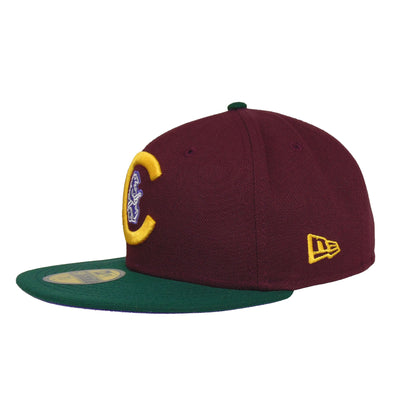 Chicago Cubs Custom New Era 59FIFTY Cap Maroon 1908 maroon
dark green
purple Side View