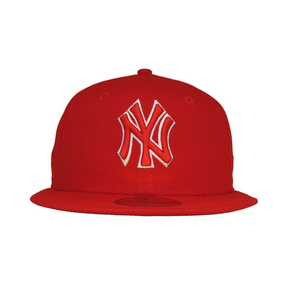 New York Yankees Custom 59FIFTY New Era Cap Scarlet tonal outline red Front View