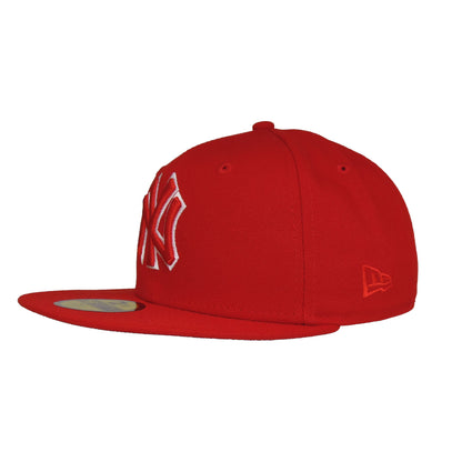 New York Yankees Custom 59FIFTY New Era Cap Scarlet tonal outline red Side View