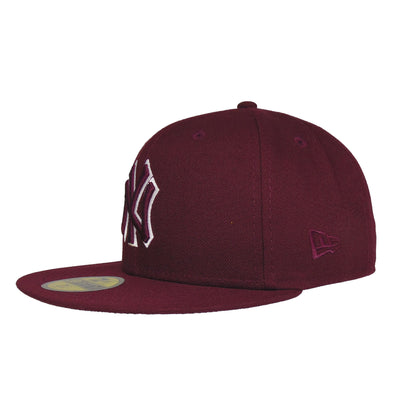New York Yankees Custom 59FIFTY New Era Cap Maroon tonal outline maroon Side View