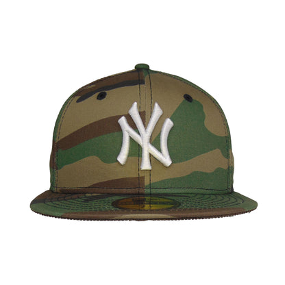 New York Yankees Custom 59FIFTY New Era Cap Woodland Camo WHT Woodland Camo Front View