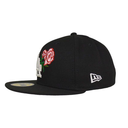 Los Angeles Dodgers Custom New Era 59FIFTY Cap Black Rose Floral black Side View