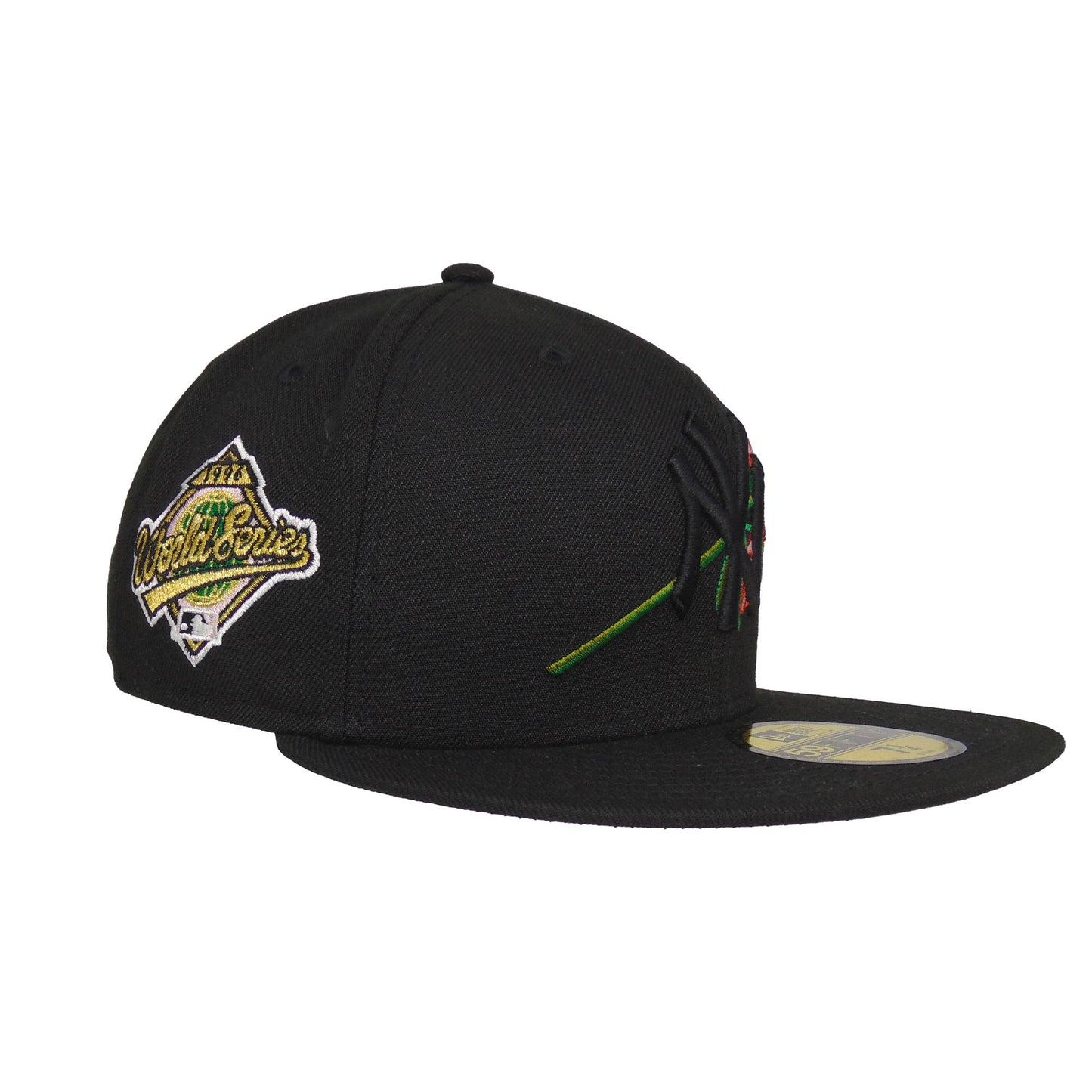 New York Yankees Custom New Era 59FIFTY Cap Black Logo Rose Floral