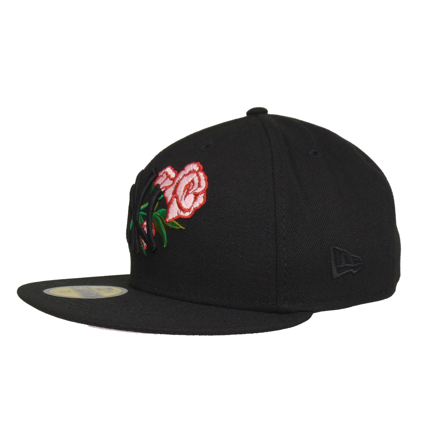 New York Yankees Custom New Era 59FIFTY Cap Black Logo Rose Floral