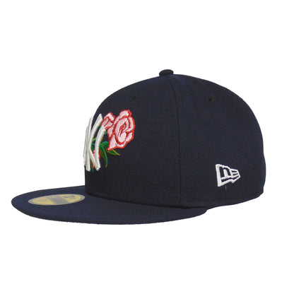 New York Yankees Custom New Era 59FIFTY Cap Navy Rose Floral black Side View