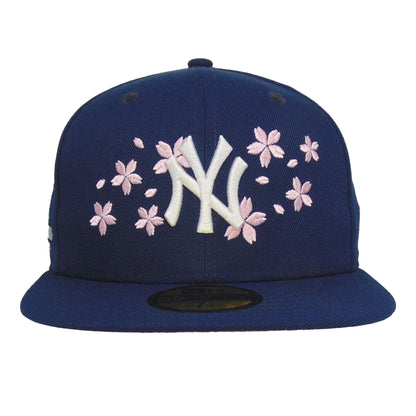 New York Yankees Custom 59FIFTY New Era Cap Navy Sakura navy Front View