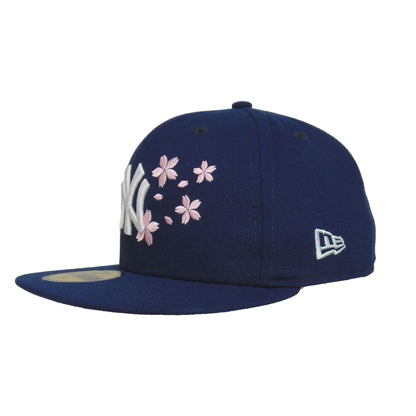New York Yankees Custom 59FIFTY New Era Cap Navy Sakura navy Back View