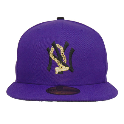 New York Yankees Chain 59FIFTY New Era Cap purple purple Front View