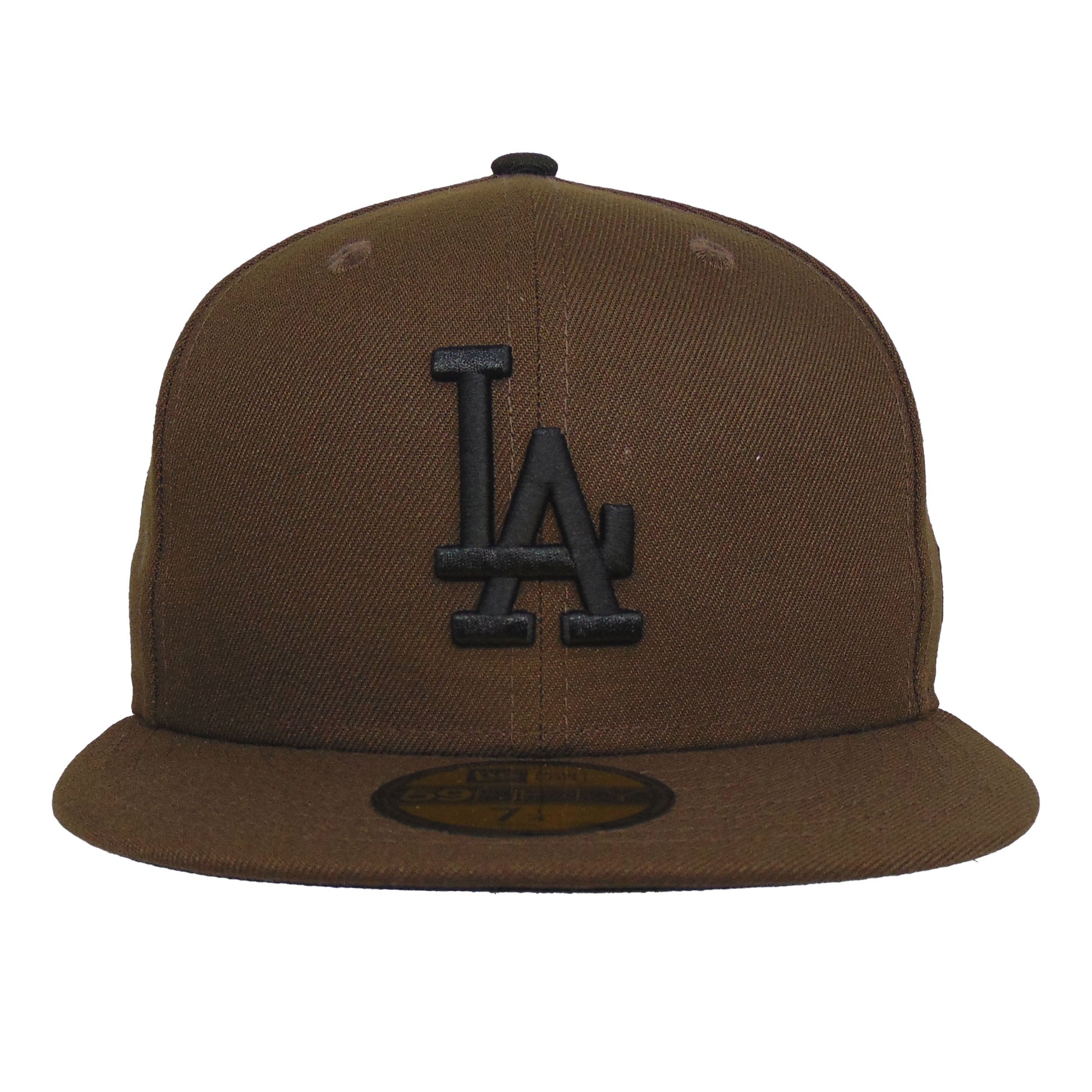 Los Angeles Dodgers Custom New Era 59FIFTY Cap Brown black brown Front View