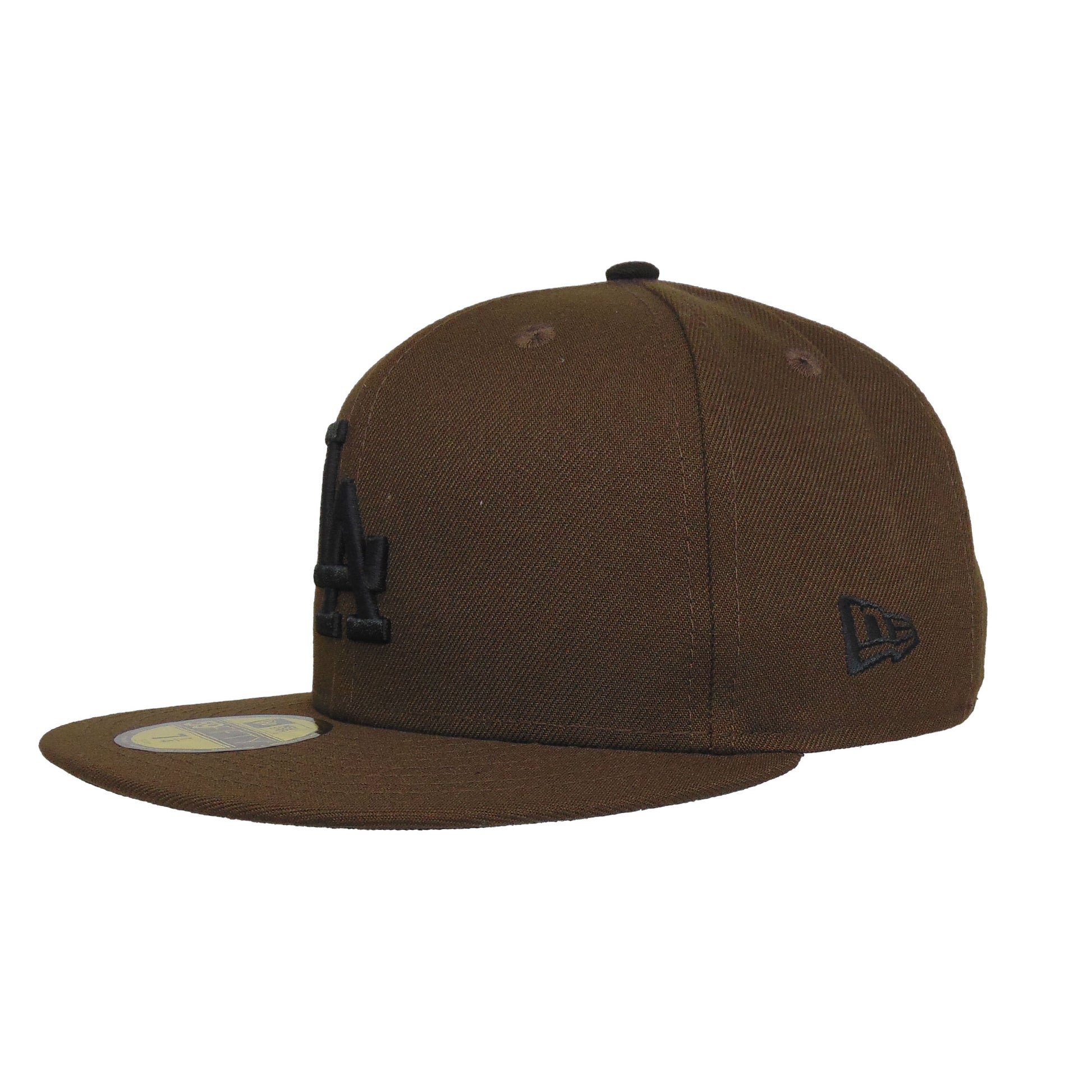 Los Angeles Dodgers Custom New Era 59FIFTY Cap Brown black brown Side View