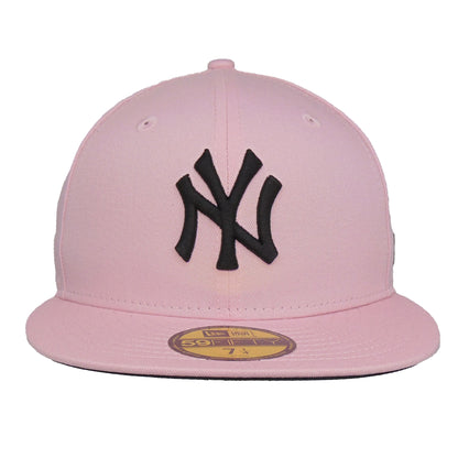 New York Yankees Custom New Era 59FIFTY Cap Powder Pink blk lightpink Front View