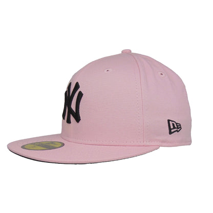 New York Yankees Custom New Era 59FIFTY Cap Powder Pink blk lightpink Side View