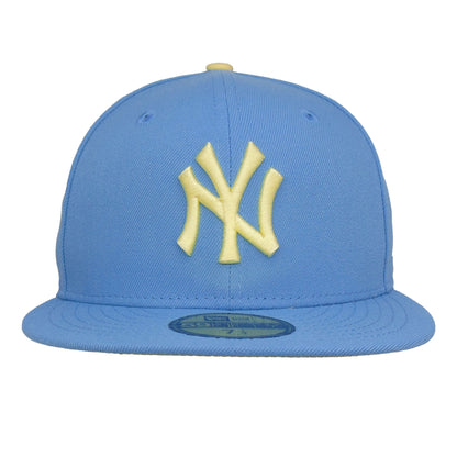 New York Yankees Custom 59FIFTY New Era Cap sky blue yellow sky blue Front View